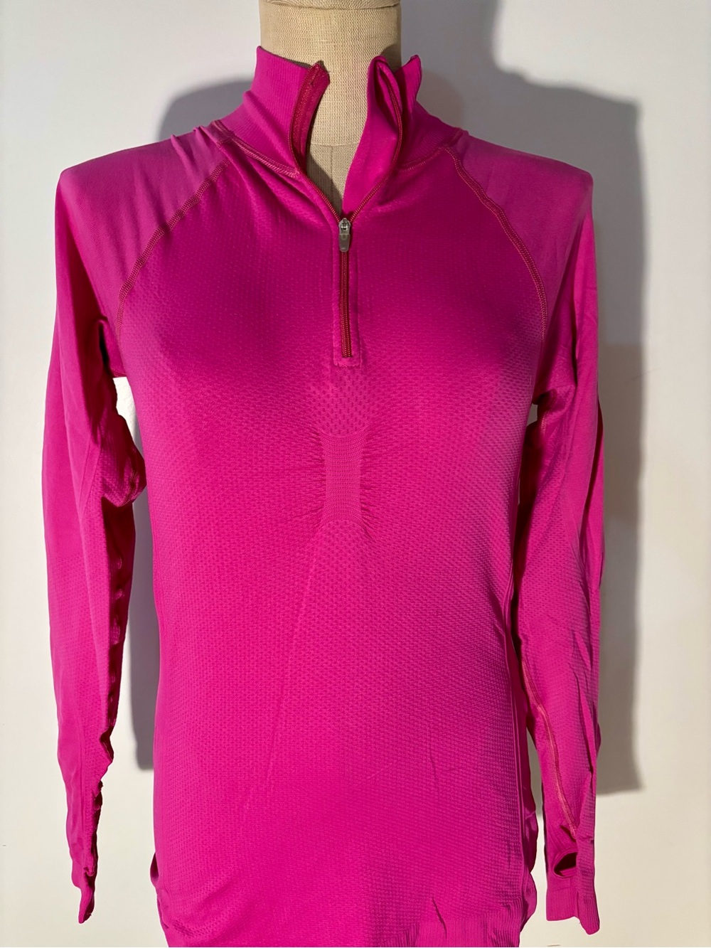Lucy Hot Pink Long-Sleeve Quarter Zip Active Top